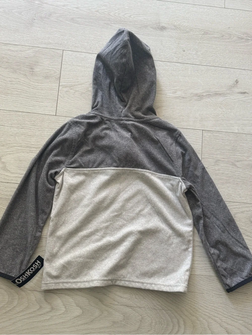 OshKosh B'gosh Two-Tone Gray Hooded Pullover with Chest Pocket